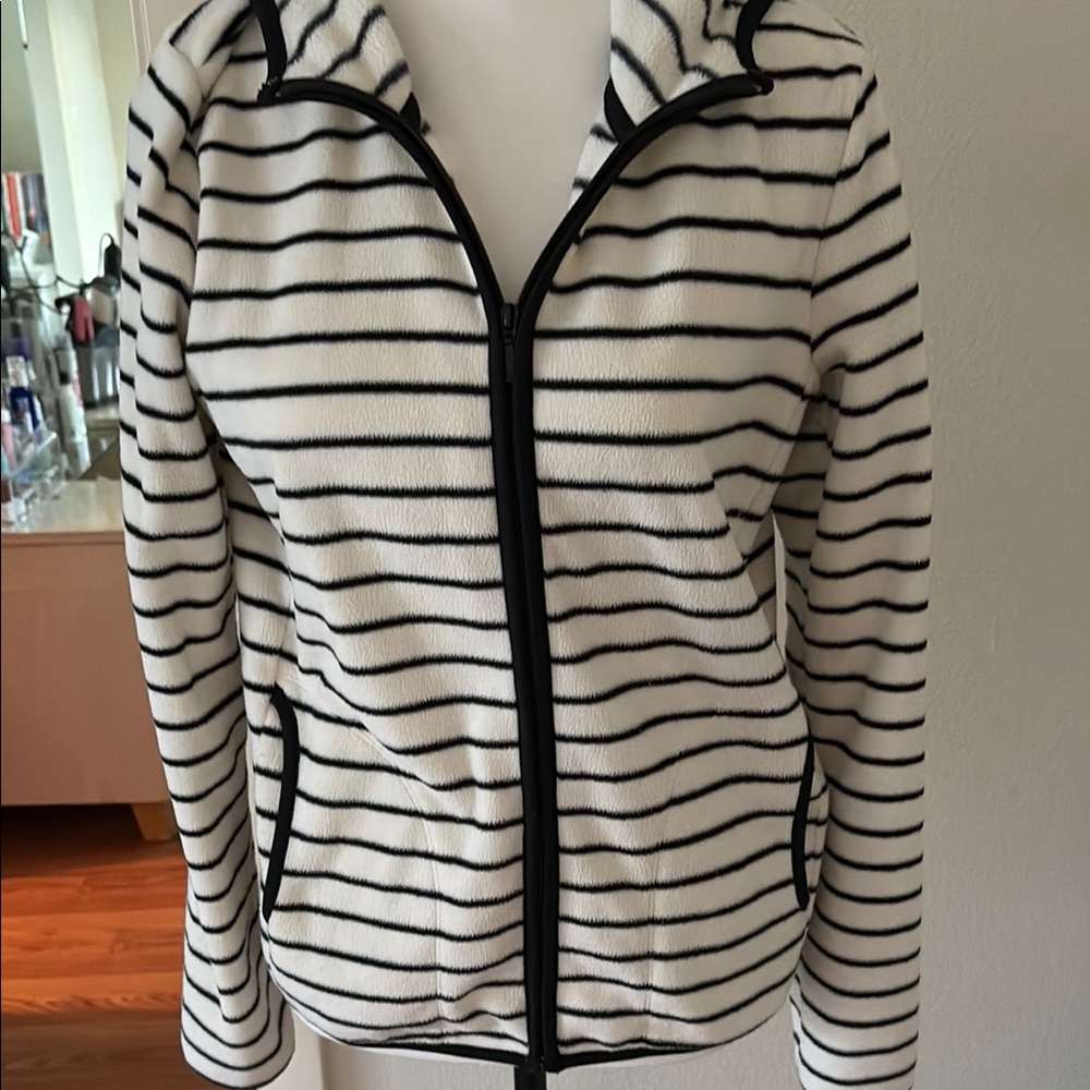 Uniqlo Teddy Jacket Black and White Striped